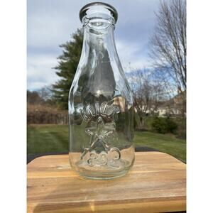Vintage Jumbo 1890 Large Glass Milk Bottle 18" Embossed Cow Star Farmhouse